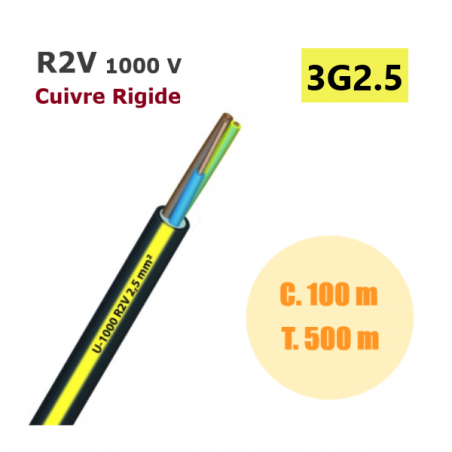CABLE CUIVRE R2V 3G2,5 cdt