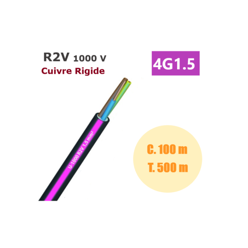 CABLE CUIVRE R2V 4G1,5 cdt