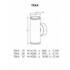 Applique saillie mural cylindrique IP65 IK10 TEKA dimensions