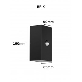 Applique saillie mural rectangulaire noir IP65 IK06 BRIK