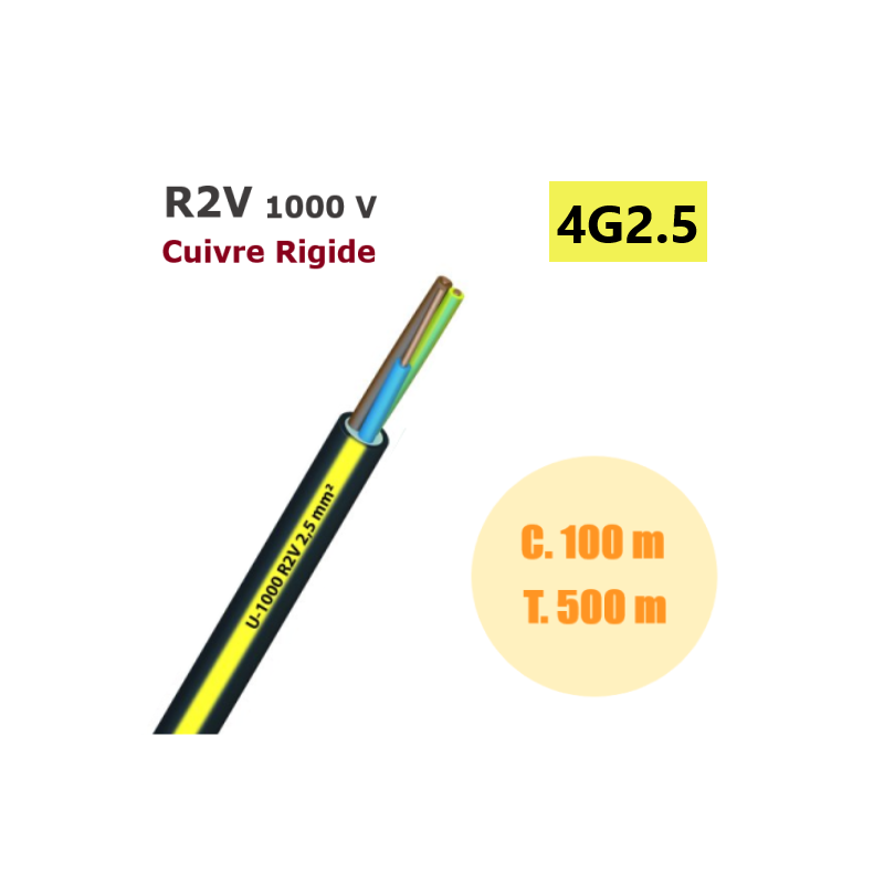 CABLE CUIVRE R2V 4G2,5 cdt