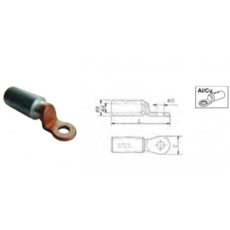 Cosse longue bimetal Aluminium Cuivre section 95 mm2 M12 POINCONNAGE